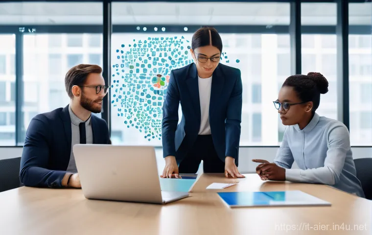 AI 프로젝트에서의 성과 평가 방법 - **Prompt 1: AI and Human Synergy in a Modern Office**
    "A diverse team of professionals (men and ...
