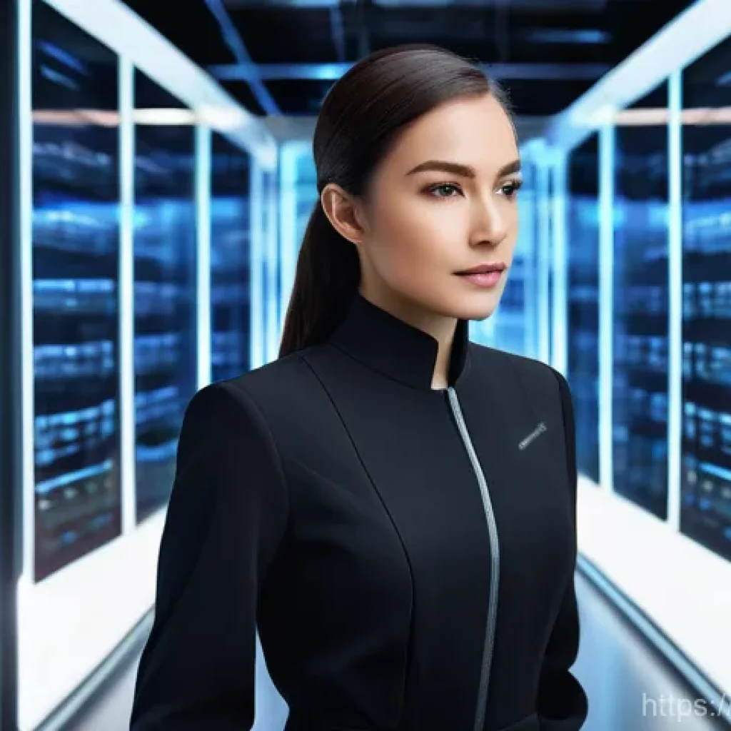 AI 프로젝트에서 데이터 전처리 중요성 - **Prompt:** A young, determined female data scientist, dressed in a sleek, professional black jumpsu...