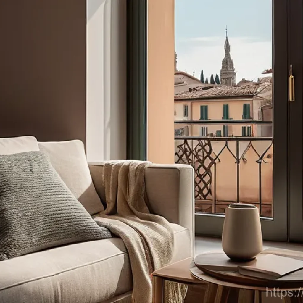 AI와 IoT의 융합 기술 사례 - **Prompt:** A cozy and inviting modern Italian living room in a stylish apartment, bathed in soft, w...