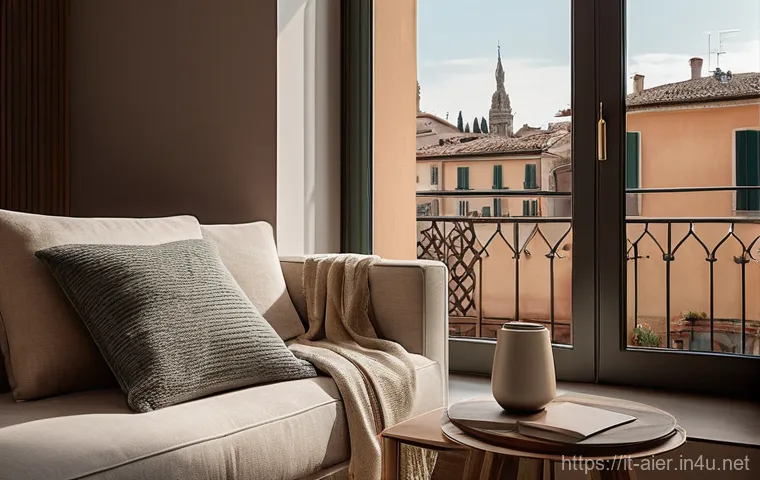 AI와 IoT의 융합 기술 사례 - **Prompt:** A cozy and inviting modern Italian living room in a stylish apartment, bathed in soft, w...