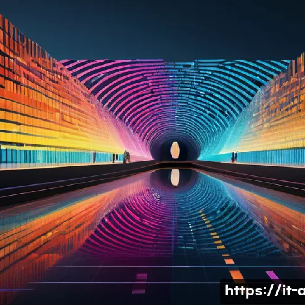 인공지능과 빅데이터의 융합 사례 - **Prompt:** A conceptual, luminous illustration depicting streams of vibrant, multicolored data flow...