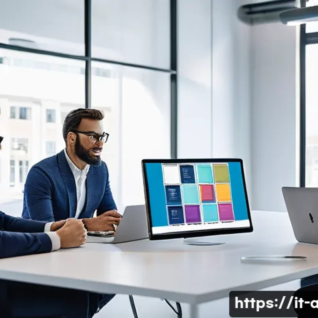 AI 전문가의 시간 관리 비법 - A modern, bright Italian office environment with a diverse team of professionals collaborating on AI...