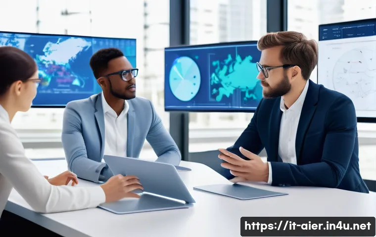 AI 프로젝트에서의 팀워크 중요성 - A modern collaborative AI workspace featuring a diverse team of professionals including engineers, d...