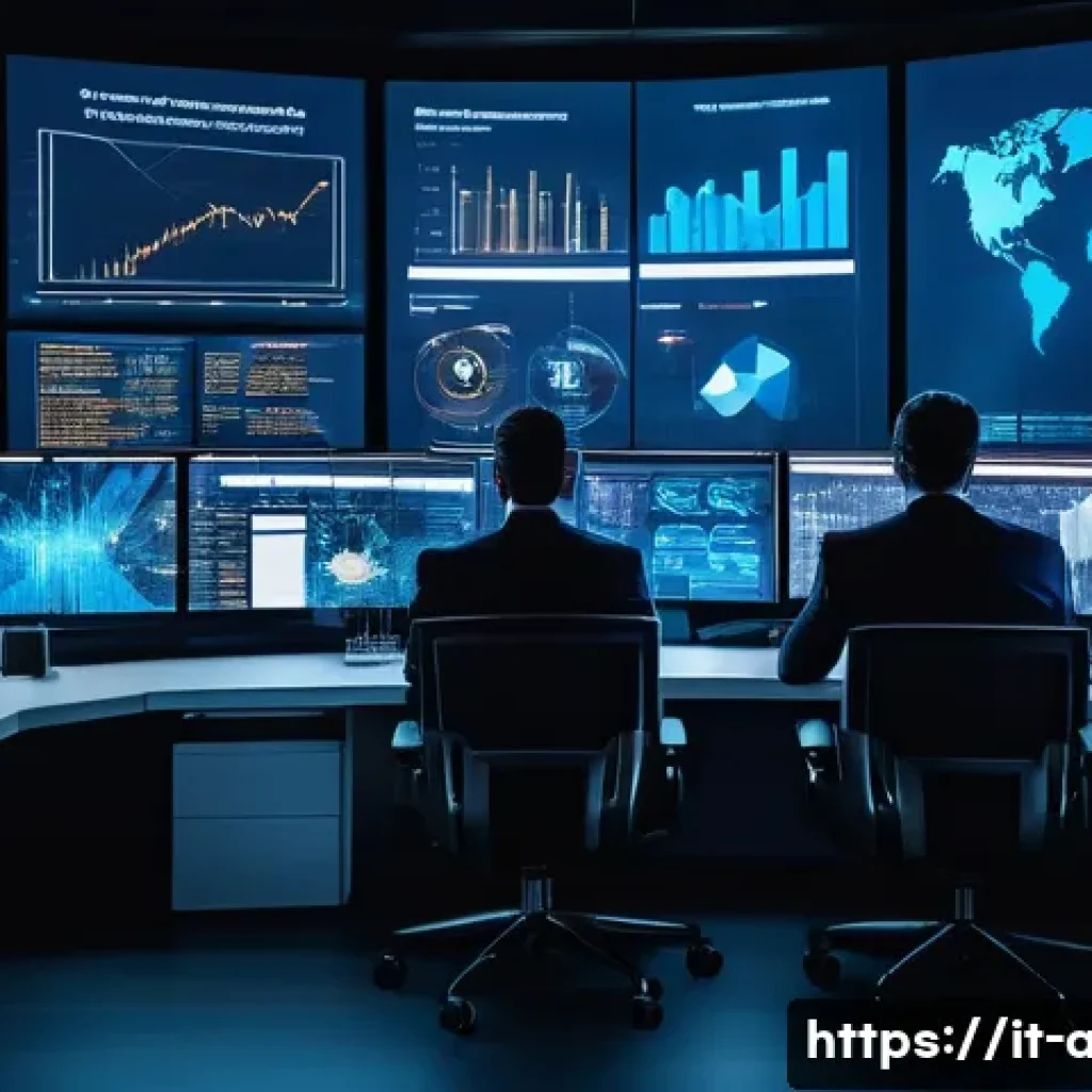AI와 사이버보안 기술 통합 사례 - A modern Italian corporate office environment showcasing a cybersecurity operations center with dive...