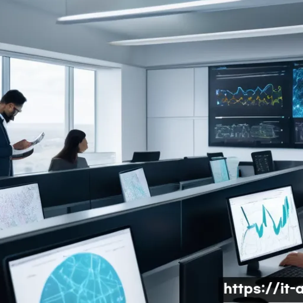 AI 프로젝트의 소프트웨어 테스트 전략 - A modern AI research laboratory scene featuring a diverse team of data scientists and engineers coll...
