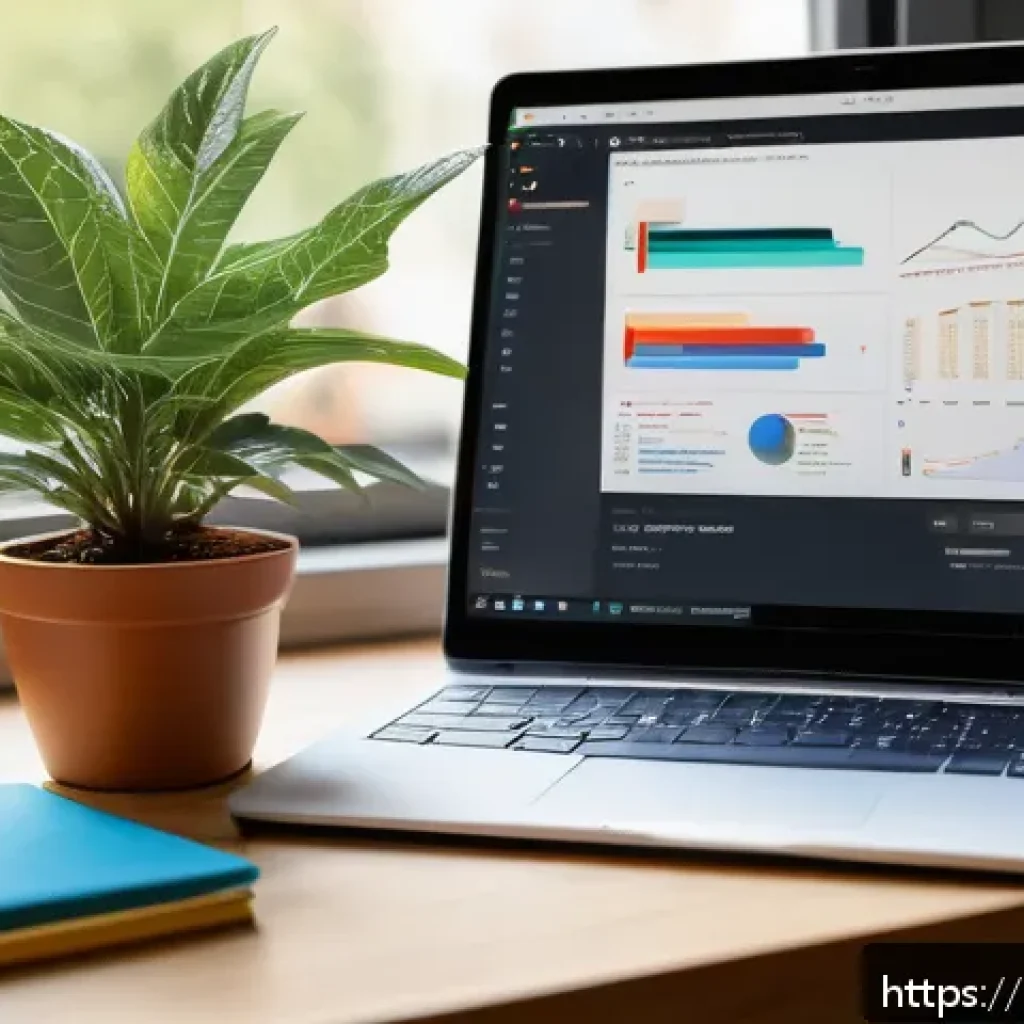 머신러닝 업무일지 작성 팁 - A modern digital workspace scene featuring a laptop displaying a Jupyter Notebook with colorful grap...