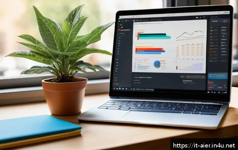 머신러닝 업무일지 작성 팁 - A modern digital workspace scene featuring a laptop displaying a Jupyter Notebook with colorful grap...
